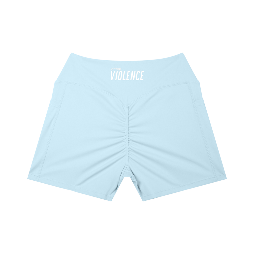 Women’s High Rise Pocket Yoga Shorts White Logo