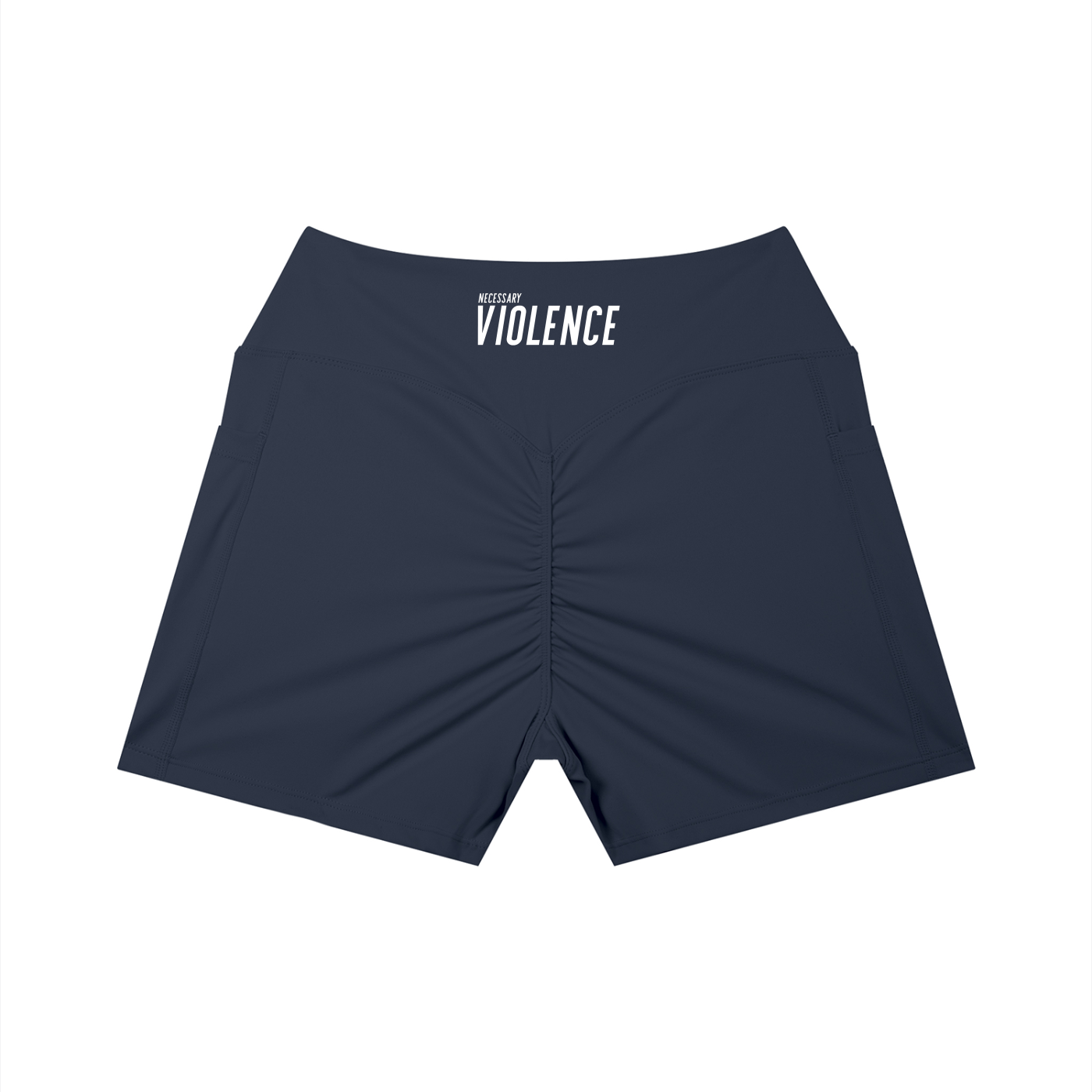 Women’s High Rise Pocket Yoga Shorts White Logo