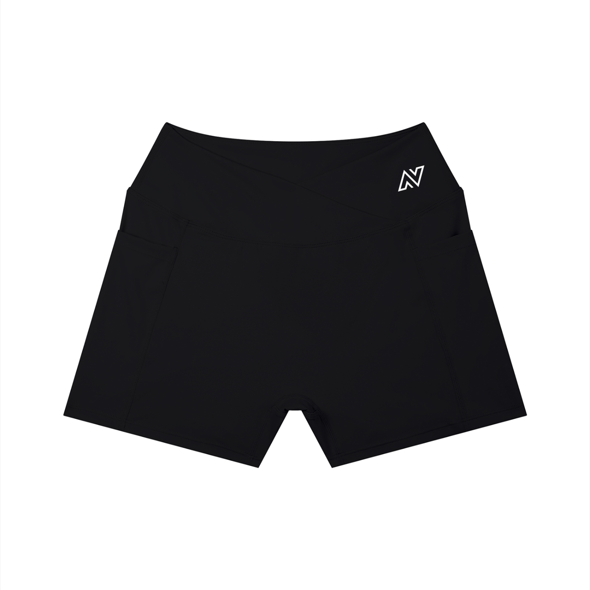 Women’s High Rise Pocket Yoga Shorts White Logo